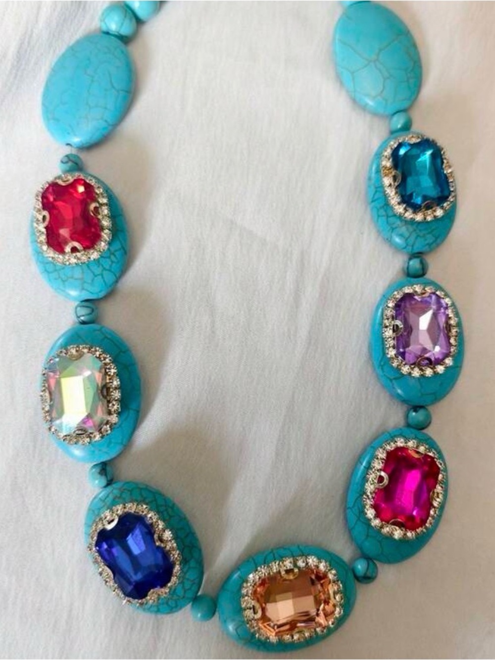 Turquoise Multi-Gem Statement Necklace - Vibrant Blue